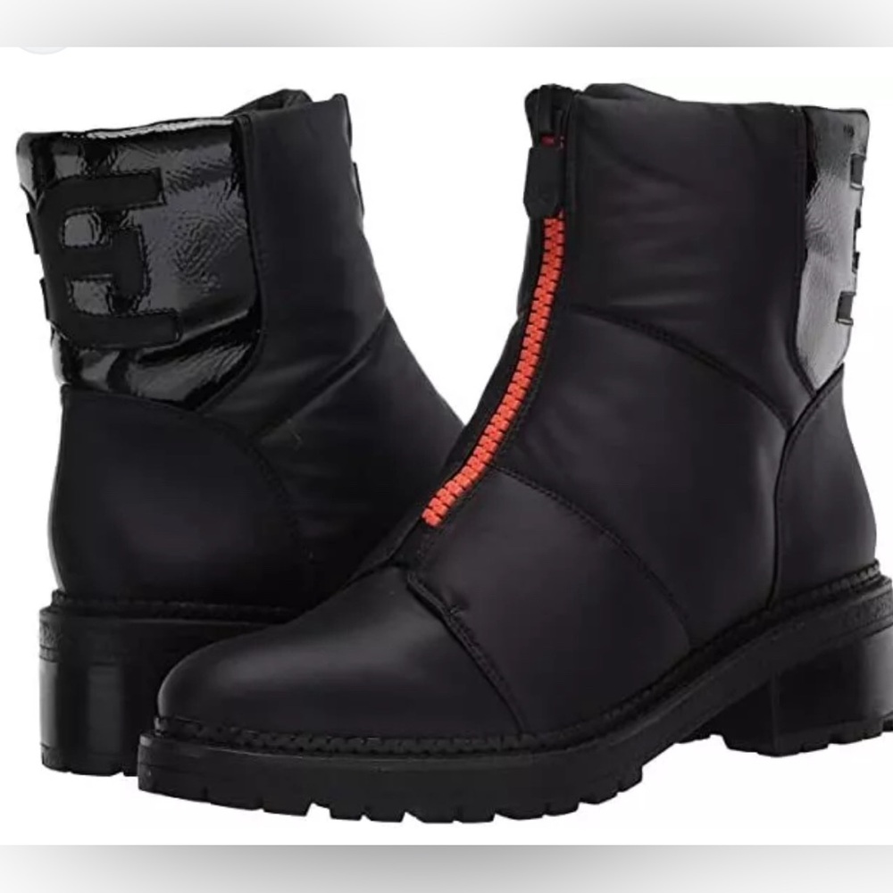 Sam Edelman Jalissa Boot. Black with bright orange zipper